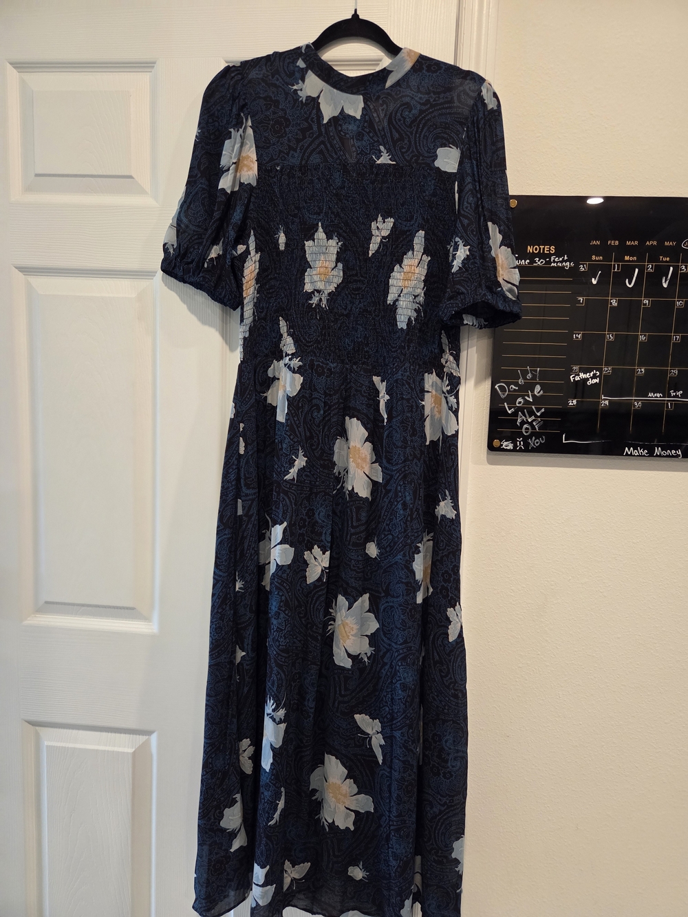 & Other Stories Navy Floral Maxi Dress with Puff Sleeves - Picture 2 of 5